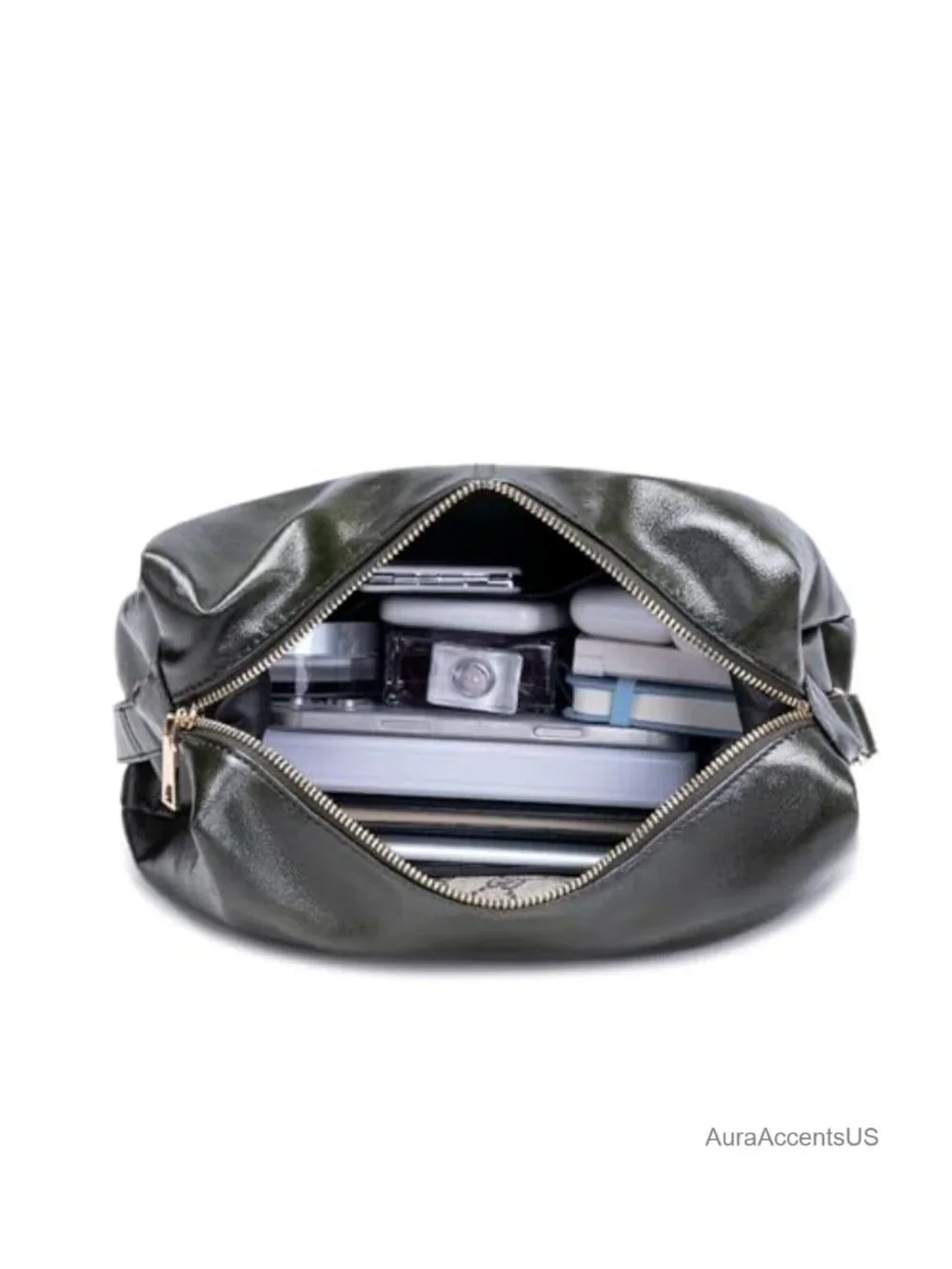Foldable Vegan Leather Hobo Shoulder Bag Large Capacity Stylish Tote
